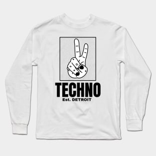 TECHNO - Peace Digits (Black) Long Sleeve T-Shirt